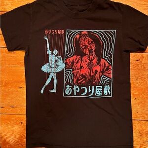 Graphic Black T-Shirt with Red and Blue Design